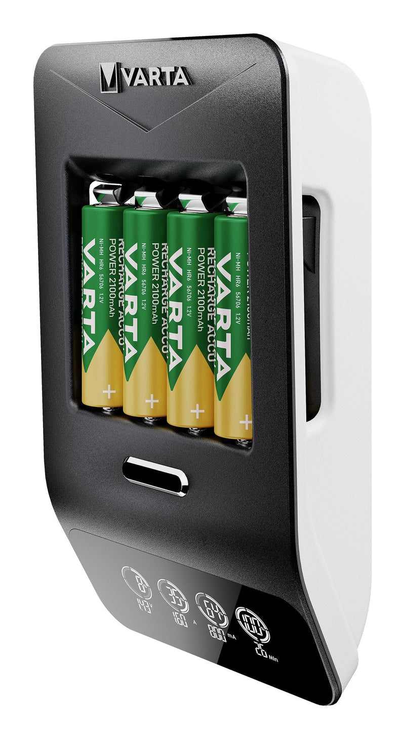 Varta LCD Ultra Fast Charger + 4 Batteries Recargables 2100MAH Aa + 12V