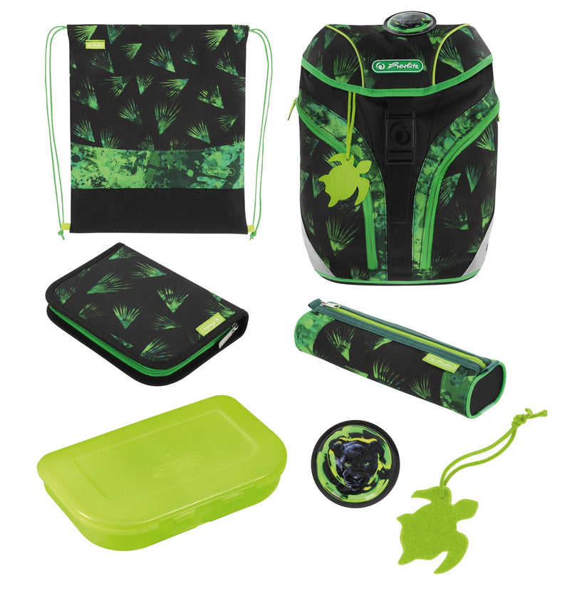 Herlitz Softlight Plus Greenline Explorer Set Of Backpack School Child Poliéster Black Green