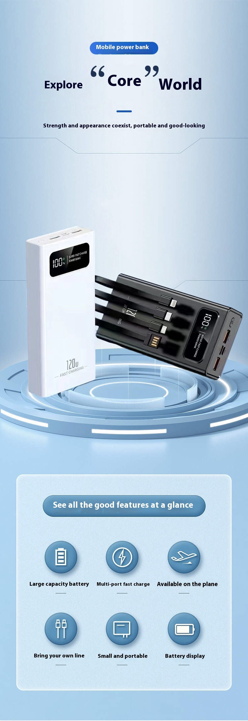 Large Capacity Mobile Power Supply 120W