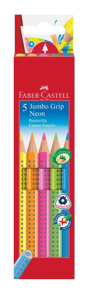 Faber Castell Pencils Colours Jumbo Grip Case 5 C/Surtidos Neón
