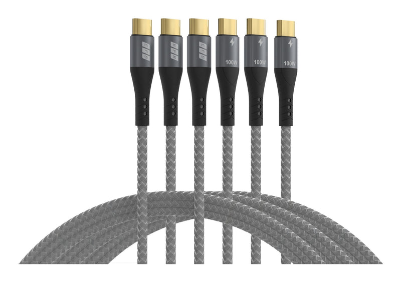 Efb USB-C Cableset 100W PD 3.0 5A E-marker Chip 0,5 + 1 + 2M Gra