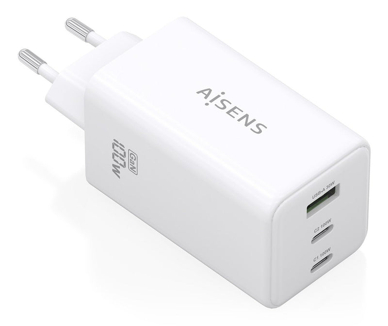 Aisens Charger GaN 100W, 2x USB-C PD 3.0 QC4.0 QC5.0, 1x USB-A QC3.0, White
