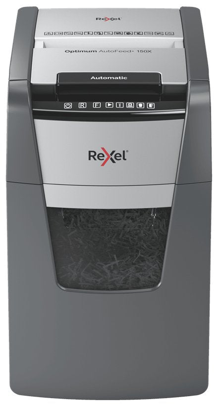 Rexel Paper Shredder Automática Autofeed + 150X, P-4, Short Confeti (4X28MM), 150 Hojas, Papelera 44 Litros