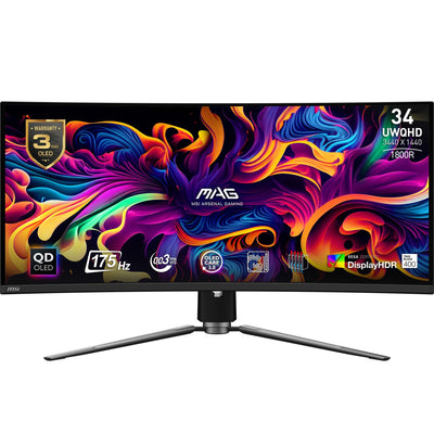 MSI Monitor Mag 341CQPDE Qd-oled, Gaming 34,2 Black Uwqhd, Qd-oled, Curved Adaptive-sync, Hdr, Panel 175 Hz) — image 1