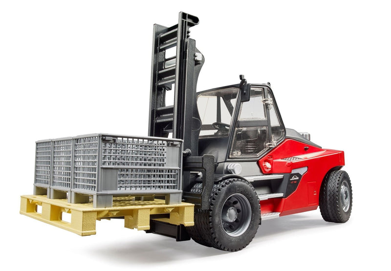 Bruder Wheelbarrow Elevadora Linde HT160 Con Palet Rojo/Negro Includes 3 Cajas Mesh 2513