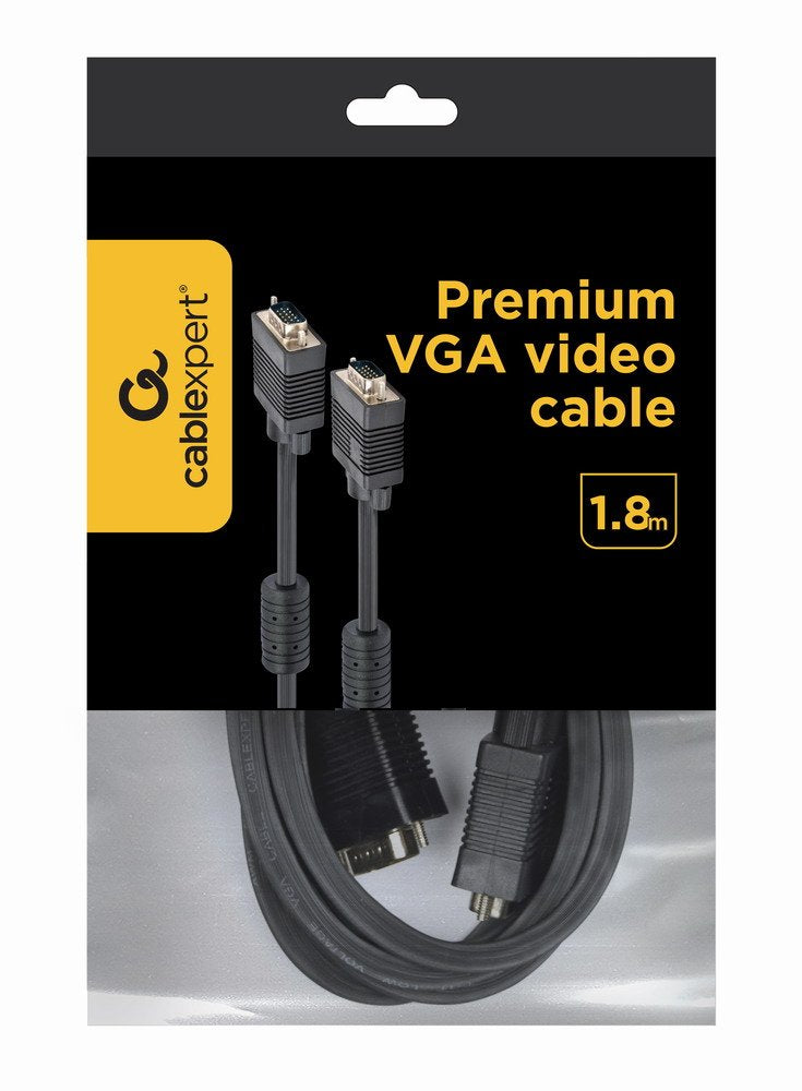 Gembird Cable VGA D-sub M/M 2 Ferritas 1.80M Black CC-PPVGA-6B