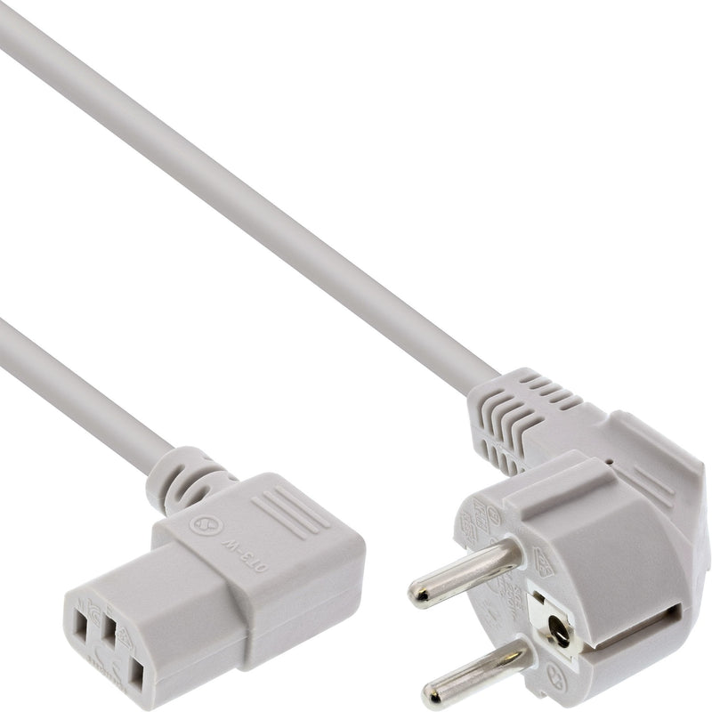 Inline Cable Power , Schutzkontakt CEE7/7 Ángulo a IEC-C13 3 Pines Ángulo, Grey 1,0M