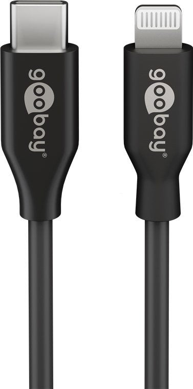 Goobay 39445 Cable Connector Lightning 1M Black 1M, Lightning, USB C, Male Black