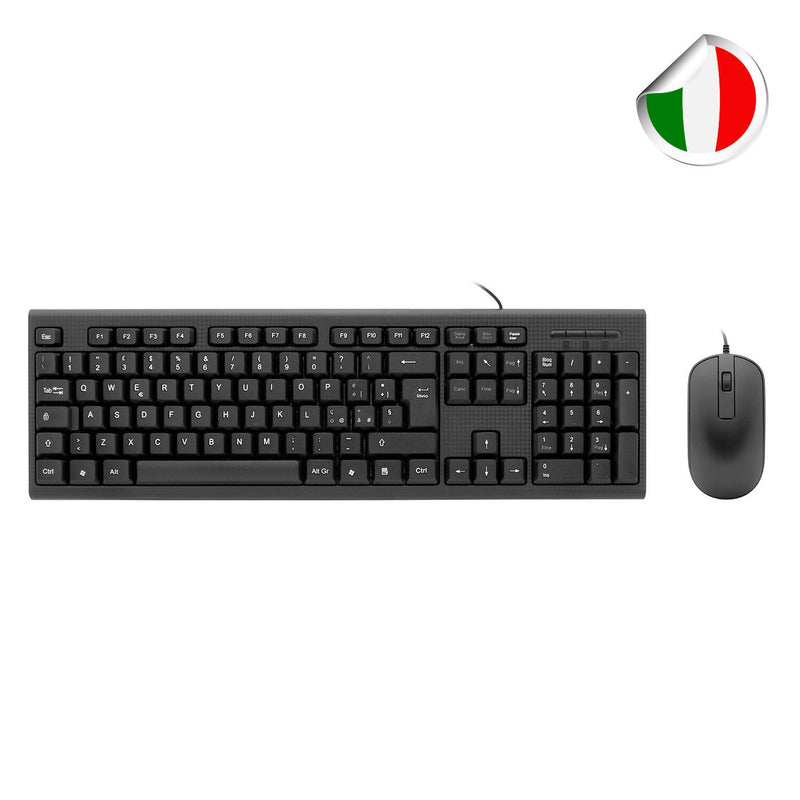 Coolbox Keyboard Italian COO-KTR-02UIT Pack USB Keyboard 105 Keys - QWERTY Italian + Mouse 3 Buttons - Uso Amb