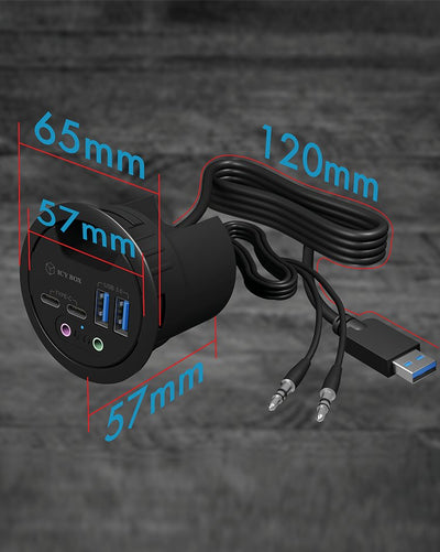 Icy Box USB 3.0 Hub Type-c / -a / Audio Icy Box IB-HUB1403B, 120CM Length Cable — image 1
