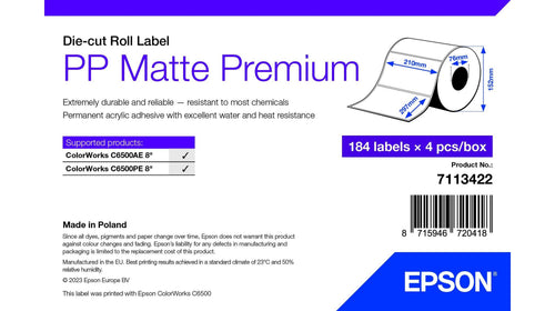 Epson Pp Matte Label 210X297MM 184 Etiketten Die-cut — image 1