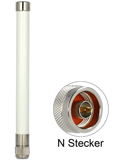 Delock WLAN 802.11 AC a B G N Antenne N Plug 4.5 - 7.0 dBi 22CM Omnidirektional Starr Outdoor White