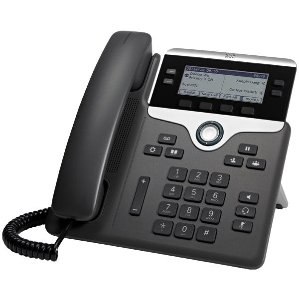 Cisco 7841 Phone IP Black Silver Terminal With Connection Cable LCD 4 Líneas