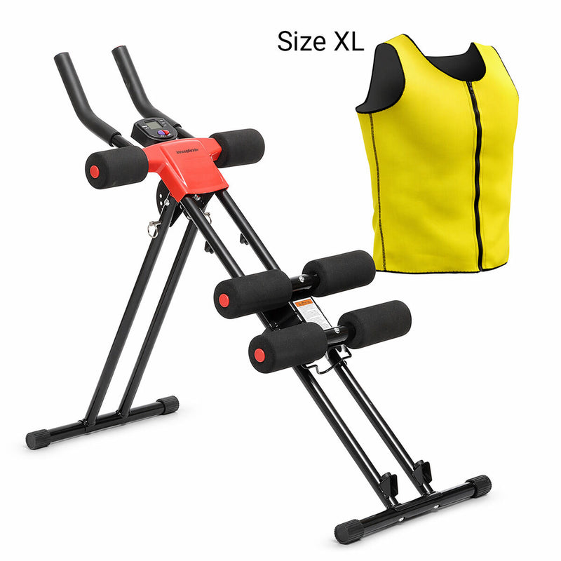 Pack Foldable Abs Machine with Exercise Guide and Men's Sauna Sports Vest XL InnovaGoods