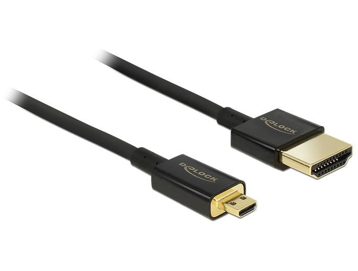 Delock 84784 HDMI Cable With Ethernet - Hdmi-a Male HDMI Micro-d Male 3D 4K 3M Activo Thin High Quality