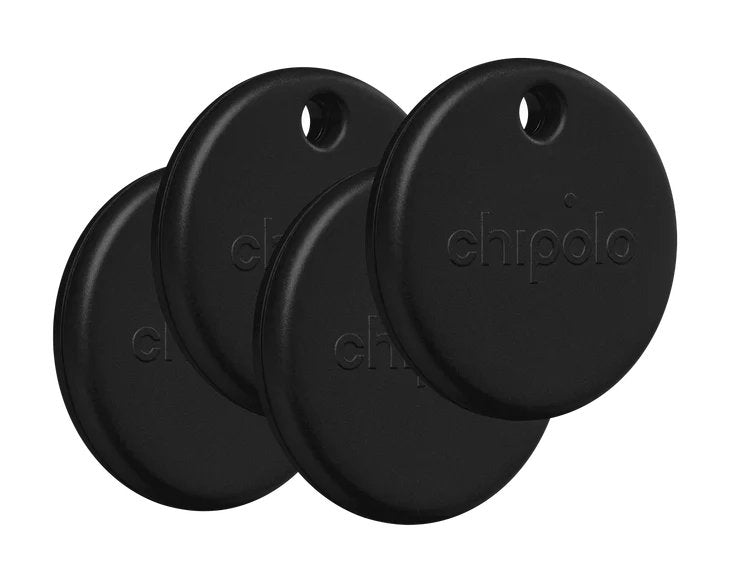 Chipolo Pop 4 Pack -tracking Tag Compatible With Apple Find My On Iphone Or Find Hub Black
