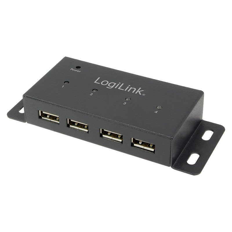 Logilink UA0141A Hub 4X Metal Black With Power 480 Mbit/S Black