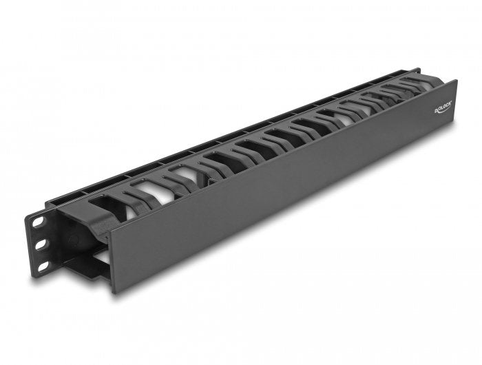 Delock 19 Panel Enrutamiento Gestión Cables With 2 Aberturas 1U Black Plastic