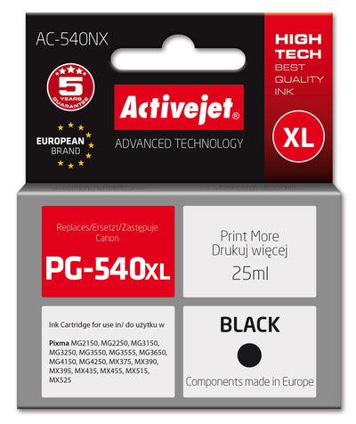 Activejet Ink AC-540NX Printers Canon (sustituye a Canon PG-540XL) Suprema, 25ML, Black — image 1