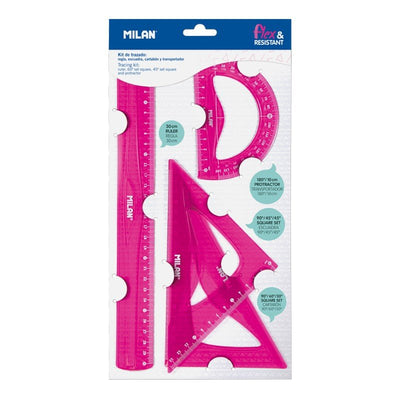 Milan Kit 4 Reglas Flex&resistant Pink Translucido — image 1