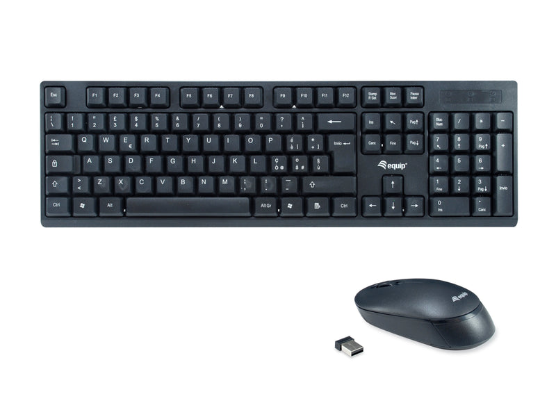Equip Keyboard Italian + Mouse 245223 RF Wireless QWERTY Black