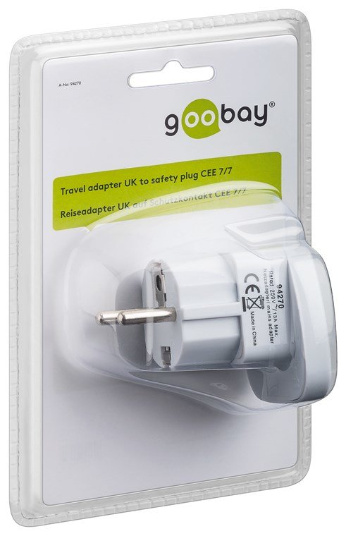 Techly 942709 Adapter Plug Techly Uk / Eu 13A, Uk / Bs - Cee 7/7 White