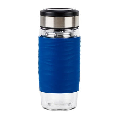 Emsa Tea Mug 420ML Transparent Thermos Blue/Transparent Transparent Glass Silicone Steel Inoxidable, China, 42 — image 1
