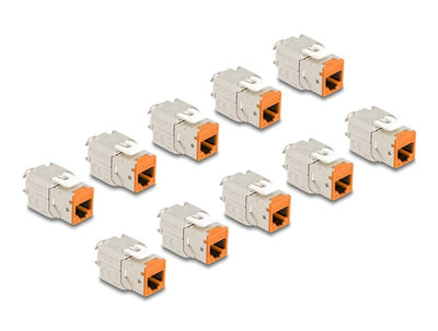 Delock Keystone Modulo RJ45 Female a Lsa CAT.6A Tool-free Orange Set 10 Pieces — image 1