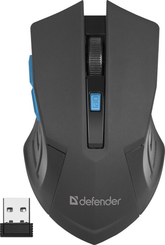 Defender Mouse Accura MM-275 RF Negro-azul Óptico 1600DPI 6P