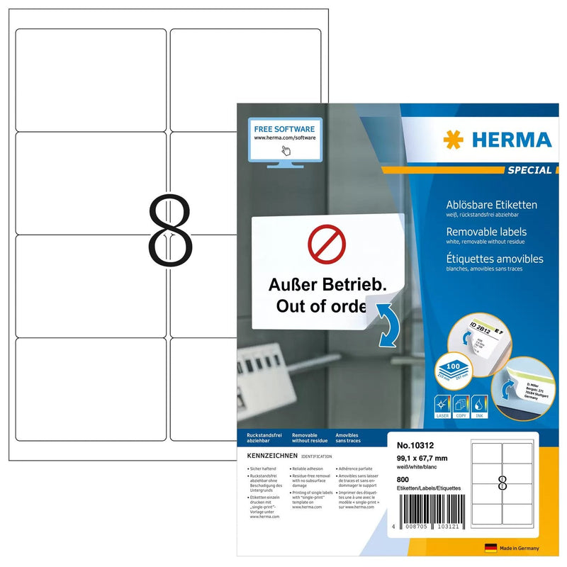 Herma Labels Dirección A4 White 99,1X67,7MM Opaco 800 Units