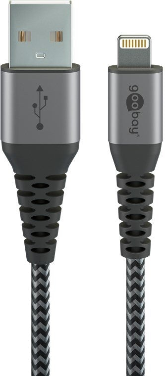 Goobay Cable Lightning USB-A Textil 1M Silver 49268 — image 1
