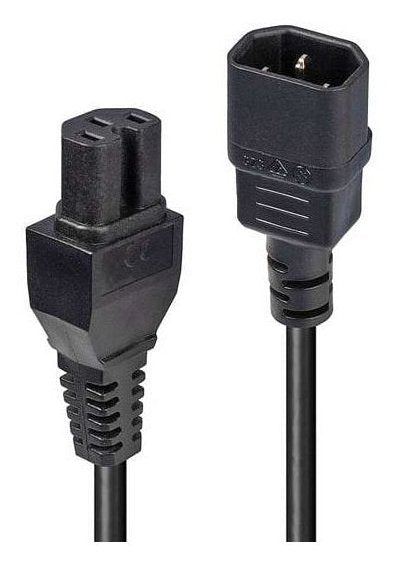 1M C14 To C15 Hot Condition Power Cable Black