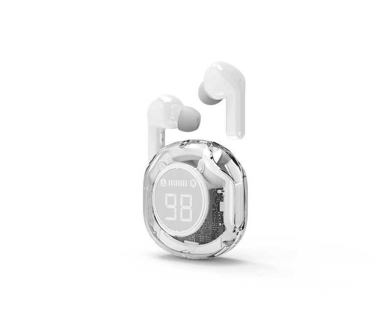 Headphones Bluetooth Tws White With Indicador Battery LCD