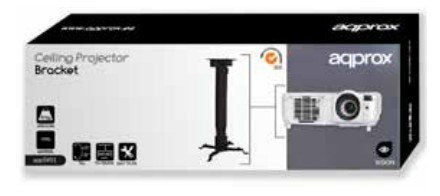 Approx Stand Ceiling Projector APPSV01 Distance Ceiling 430-650MM Inclinacion Vertical +/-15º Weight Maximo 10