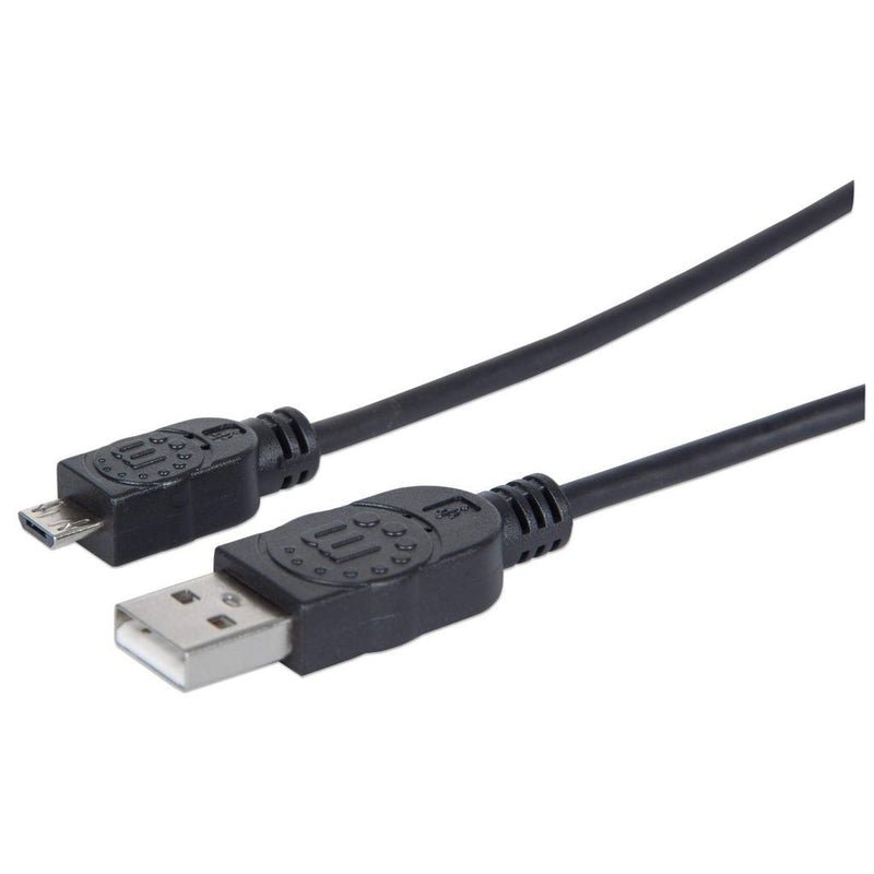Manhattan USB Cable Micro-b High Speed USB 2.0, a Male/ Micro-b Male 480Mbps, 1.8M, Black