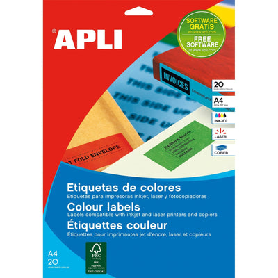 Apli Labels Adhesivas 210X297MM Inkjet/Láser C/Rectos 1 X 20H Yellow — image 1