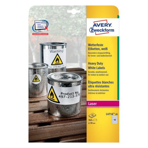 Avery Zweckform Resistant a Intemperie Folienetiketten 30,0 X 30,0MM — image 1