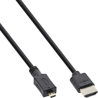 Inline HDMI Cable With Ethernet Type a D Male Súper Slim Black / Gold 1M — image 1