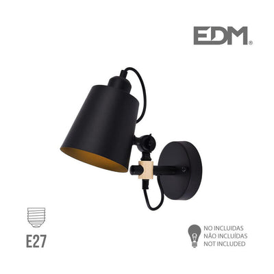 EDM Wall Light Wall Metallic E27 60W Colour Black 25X27CM — image 1