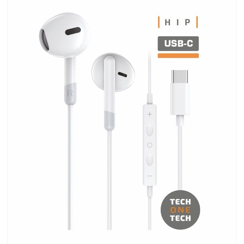 Tech One Tech Headphones Eartech TEC1301 With Microphone USB Type-c White