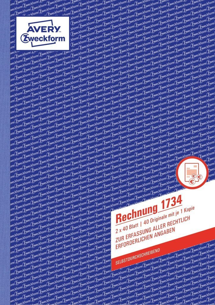 Avery Zweckform Rechnungsformular - 40 Hoja - A4 (210 X 297MM)