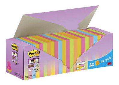 Post-it Super Sticky Pack 24 Blocs 90 Notas Adhesivas Reposicionables - Forma Cuadrada - 76X76MM - Zig-zag -