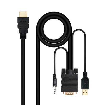 Nanocable Cable Converter HDMI a VGA + JACK3.5 + USB-A 1.8M - Black — image 1