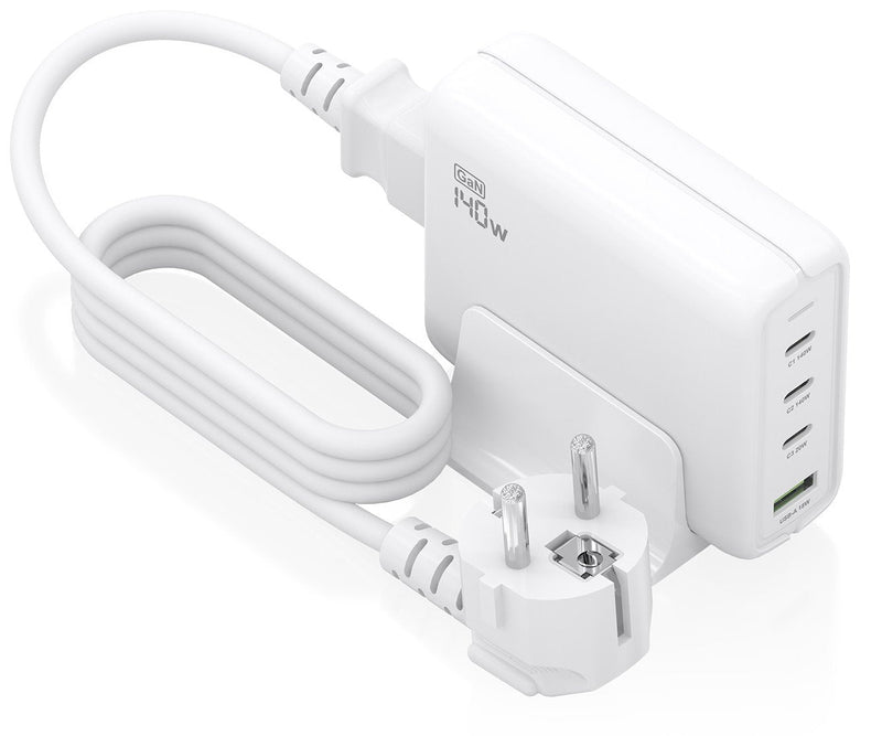 Aisens Charger Desktop GaN 140W, 3x USB-C PD 3.1 QC4.0 QC5.0, 1x USB-A QC3.0, White