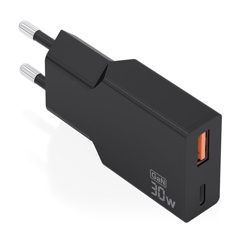 Aisens Wall Charger GaN A110-1005 1x USB Type-c 1x USB 30W Black