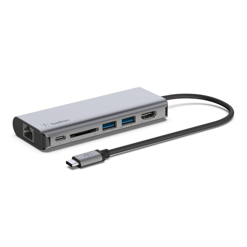 Belkin Adapter AVC008BTSGY Multipuerto USB-C a Ethernet, Usb-c, Usb-a, Hdmi, SD Colour Grey