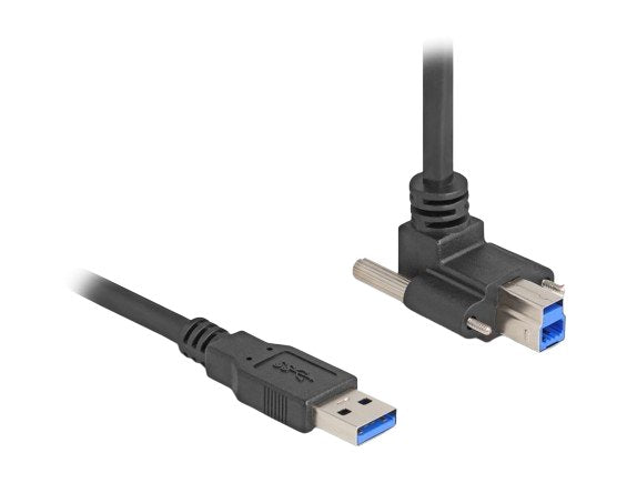 Delock 80480 USB Cable 5Gbps USB Tipo-a Male Recto a USB Tipo-b Male With Screws 90° Hacia Arriba Ángulo 1M Bl