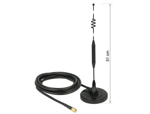 Delock 12429 Antenna LTE Male Sma 6 dBi Omnidirectional Fixed With Base Magnética And Cable Connection (RG-58, — image 1