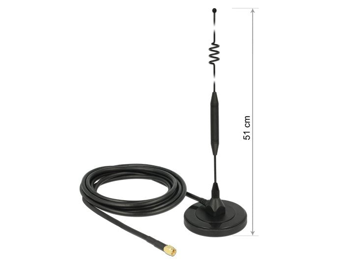 Delock 12429 Antenna LTE Male Sma 6 dBi Omnidirectional Fixed With Base Magnética And Cable Connection (RG-58,