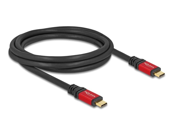 Delock 80091 USB Cable 5Gbps USB Type-c™ Male a Male PD 3.0 100W E-marker 2M Red Metal